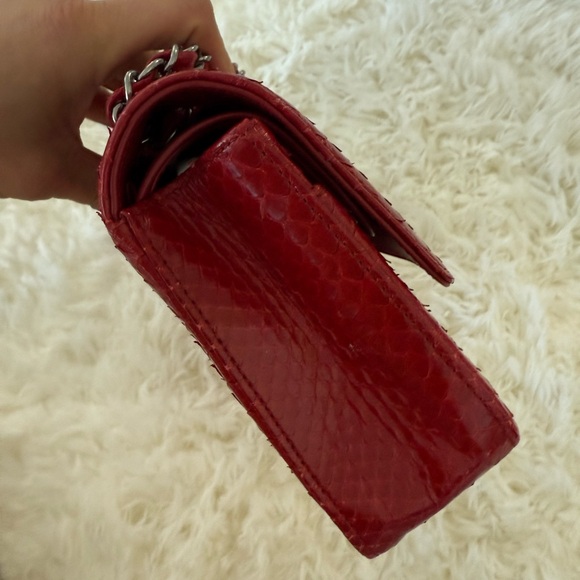 Chanel Small Red Python Flap Bag, Silver Hardware - Picture 8 of 15